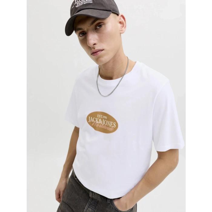 Jack&jones 12297891 0 Yaka Erkek Tshirt - Beyaz