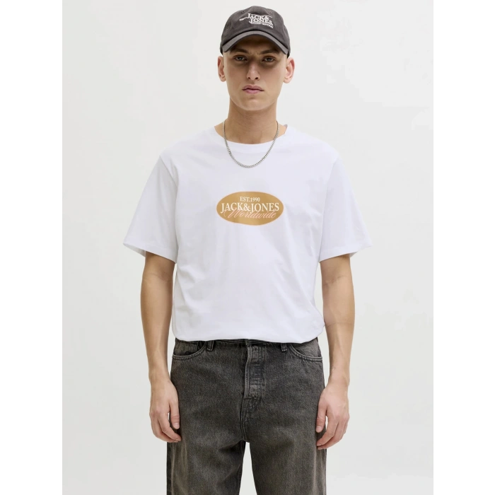 Jack&jones 12297891 0 Yaka Erkek Tshirt - Beyaz