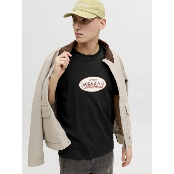 Jack&jones 12297891 0 Yaka Erkek Tshirt - Siyah