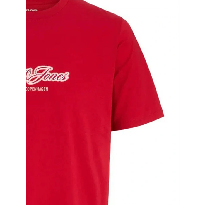 Jack&jones 12297893 0 Yaka Erkek Tshirt - Kirmizi