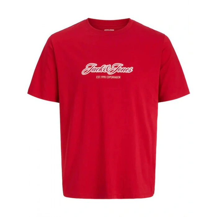 Jack&jones 12297893 0 Yaka Erkek Tshirt - Kirmizi