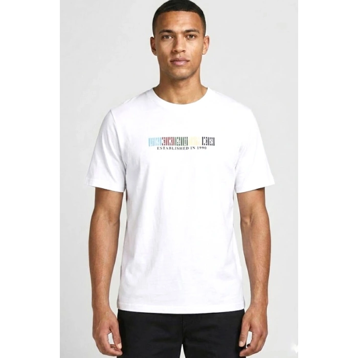 Jack&jones 12297899 0 Yaka Erkek Tshirt - Beyaz