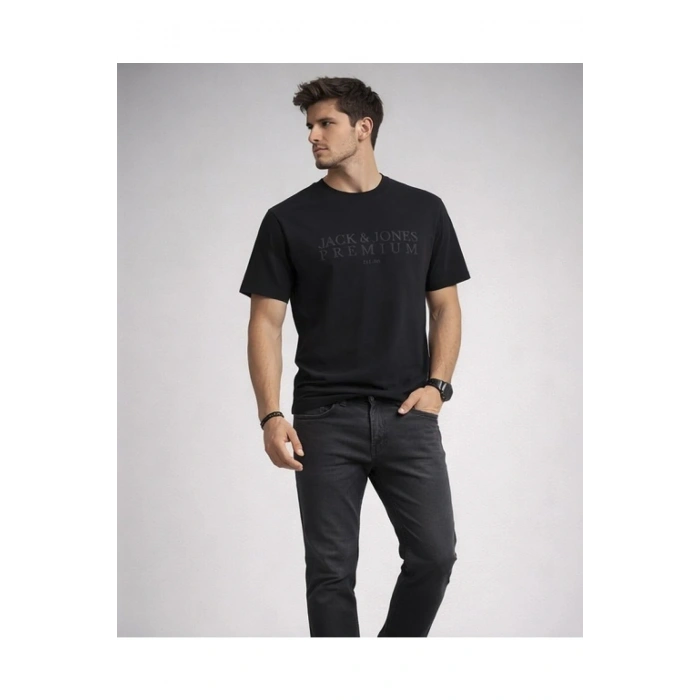 Jakc&jones 12292403 0 Yaka Erkek Tshirt - Siyah