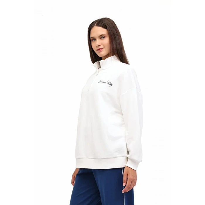 Kinetix 16ornia Bts-k4 Yarim Fermuarli Kadin Sweat - Ekru