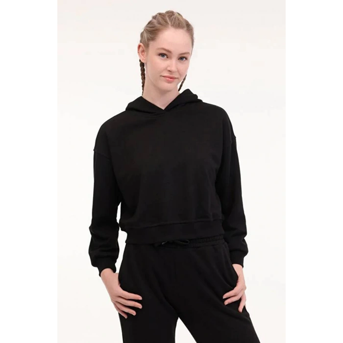 Lumberjack 17rosa Kapsonlu Fermuarli Kadin Sweat - Siyah