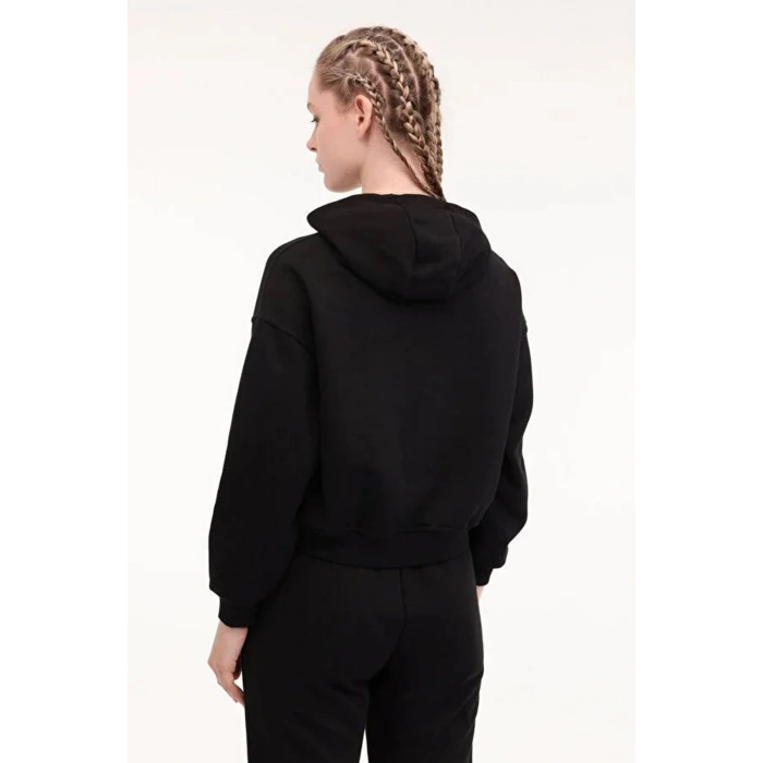 Lumberjack 17rosa Kapsonlu Fermuarli Kadin Sweat - Siyah