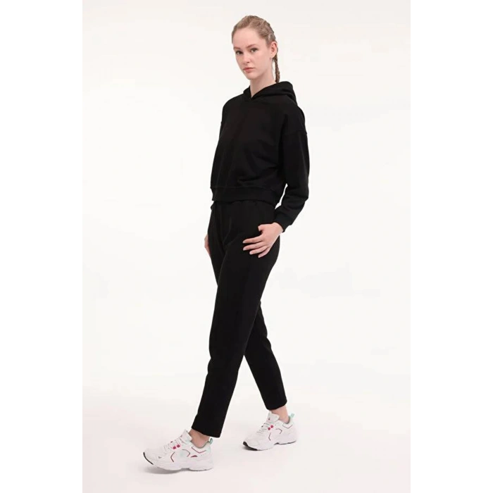 Lumberjack 17rosa Kapsonlu Fermuarli Kadin Sweat - Siyah