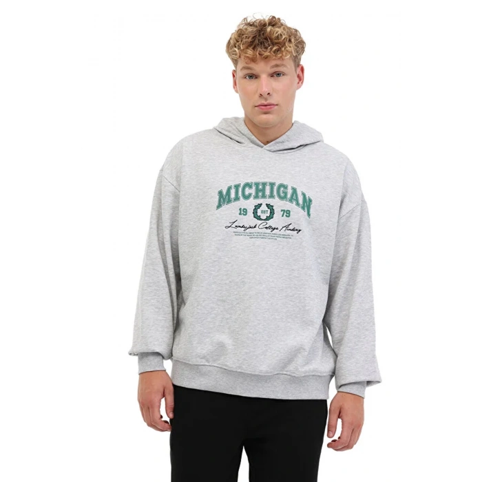 Lumberjack Ade 16blo-04 Kapsonlu Erkek Sweat - Gri Melanj