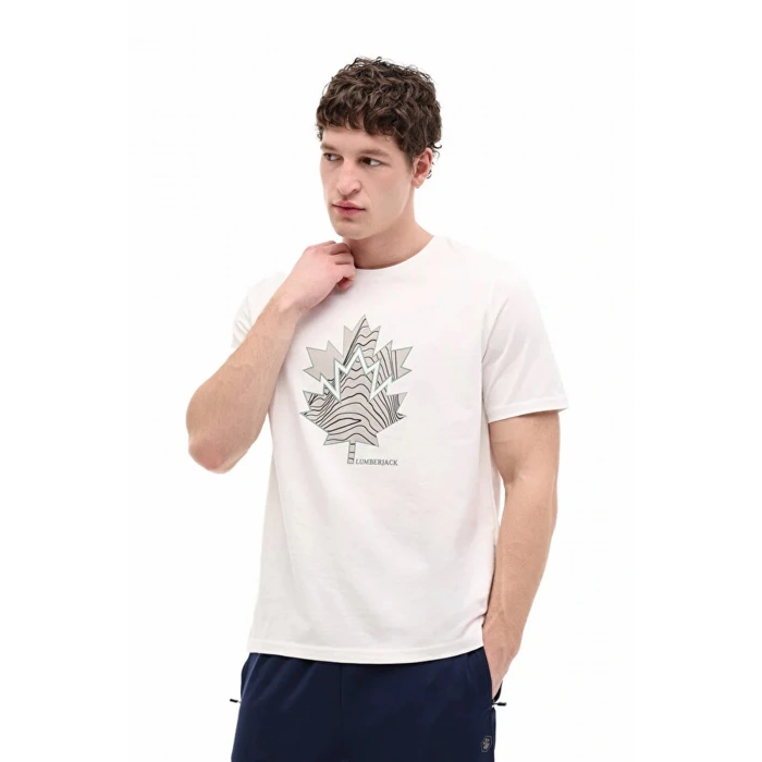 Lumberjack Bera 11trv38 0 Yaka Erkek Tshirt - Ekru