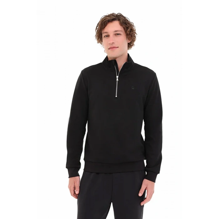 Lumberjack Bs47 Hzip Yarim Fermuarli Erkek Sweat - Siyah