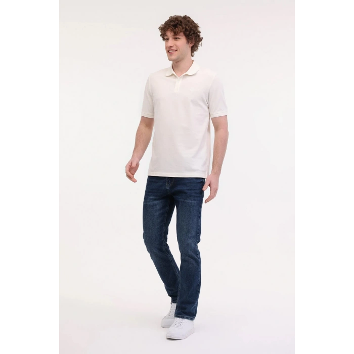 Lumberjack Ct953 Yakali Erkek Tshirt - Kirik Beyaz