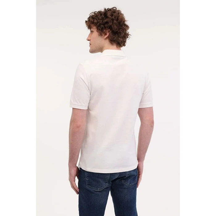 Lumberjack Ct953 Yakali Erkek Tshirt - Kirik Beyaz