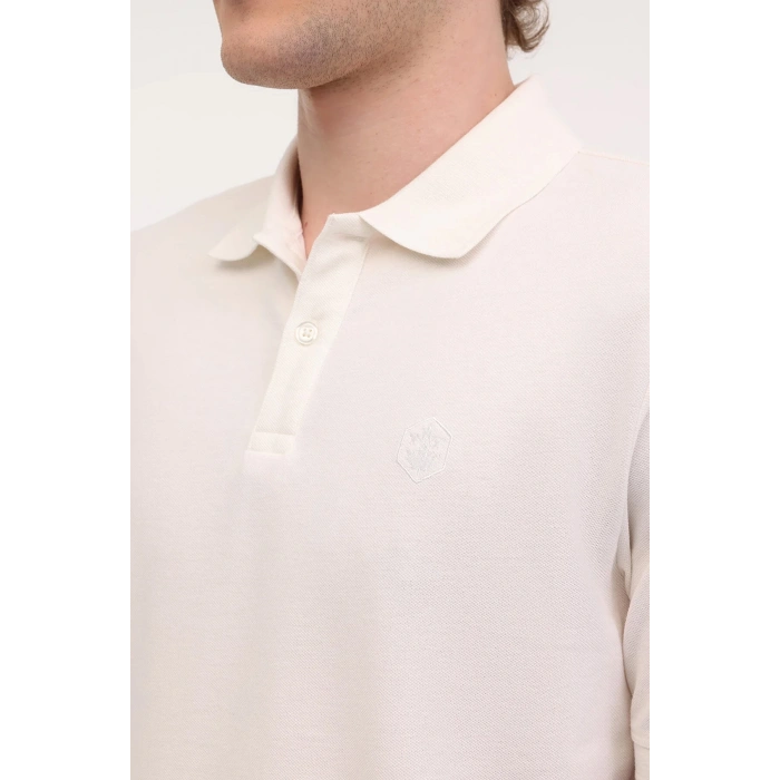 Lumberjack Ct953 Yakali Erkek Tshirt - Kirik Beyaz