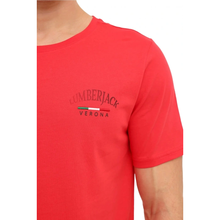 Lumberjack Ezio 11itl1088 0 Yaka Erkek Tshirt - Kirmizi