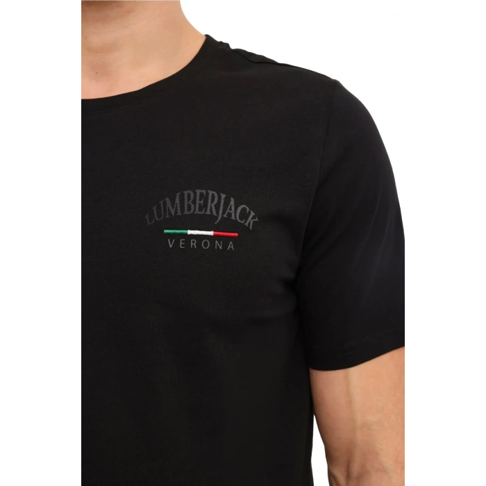 Lumberjack Ezio 11itl1088 0 Yaka Erkek Tshirt - Siyah
