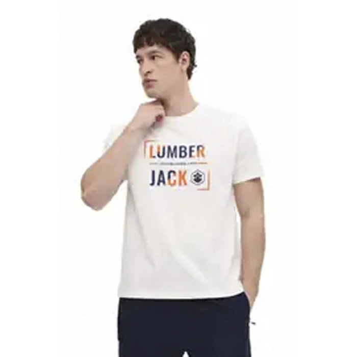 Lumberjack Okina 11id1-104 0 Yaka Erkek Tshirt - Beyaz
