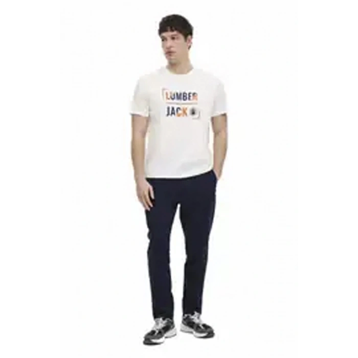Lumberjack Okina 11id1-104 0 Yaka Erkek Tshirt - Beyaz