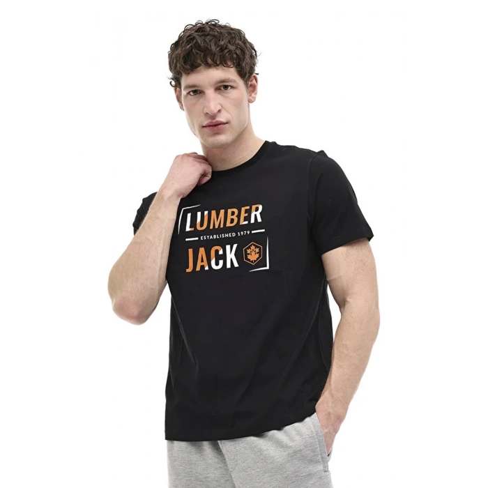 Lumberjack Okina 11id1-104 0 Yaka Erkek Tshirt - Siyah