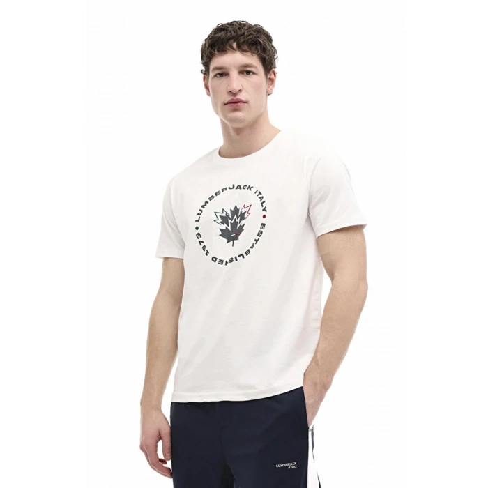 Lumberjack Renato 11itl1030 0 Yaka Erkek Tshirt - Beyaz