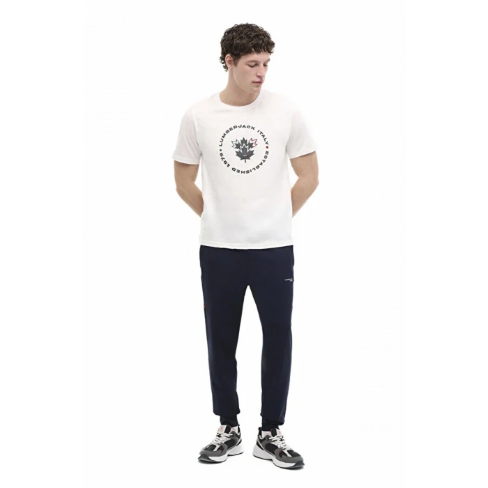 Lumberjack Renato 11itl1030 0 Yaka Erkek Tshirt - Beyaz