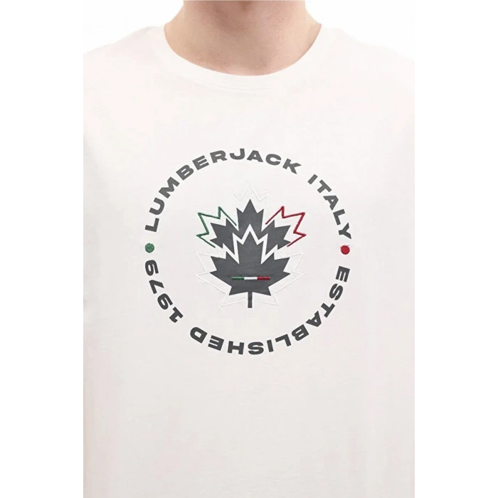 Lumberjack Renato 11itl1030 0 Yaka Erkek Tshirt - Beyaz