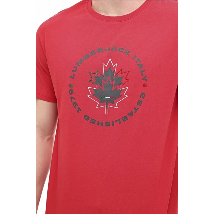 Lumberjack Renato 11itl1030 0 Yaka Erkek Tshirt - Kirmizi