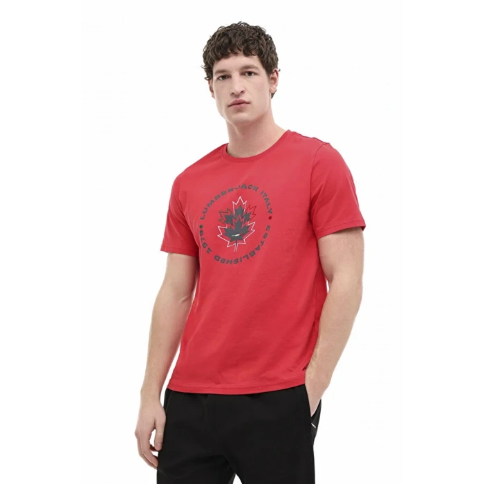Lumberjack Renato 11itl1030 0 Yaka Erkek Tshirt - Kirmizi
