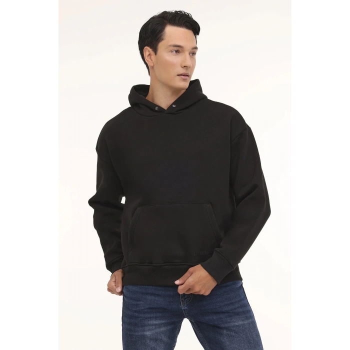 Lumberjack Ros 17hs109 Kapsonlu Erkek Sweat - Siyah