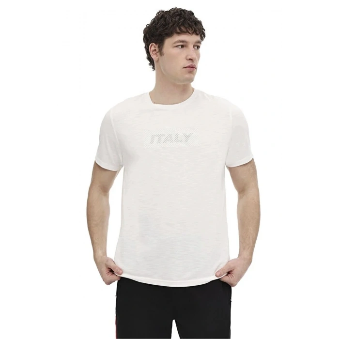 Lumberjack Slate 11itl1209 0 Yaka Erkek Tshirt - Ekru