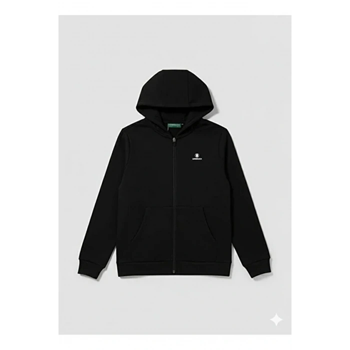 Lumberjack Sn72 Fermuarli Kapsonlu Cocuk Sweat - Siyah