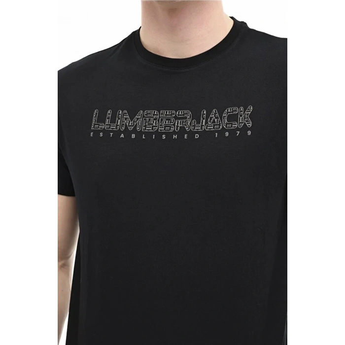 Lumberjack Ulrich 11id1-100 0 Yaka Erkek Tshirt - Siyah