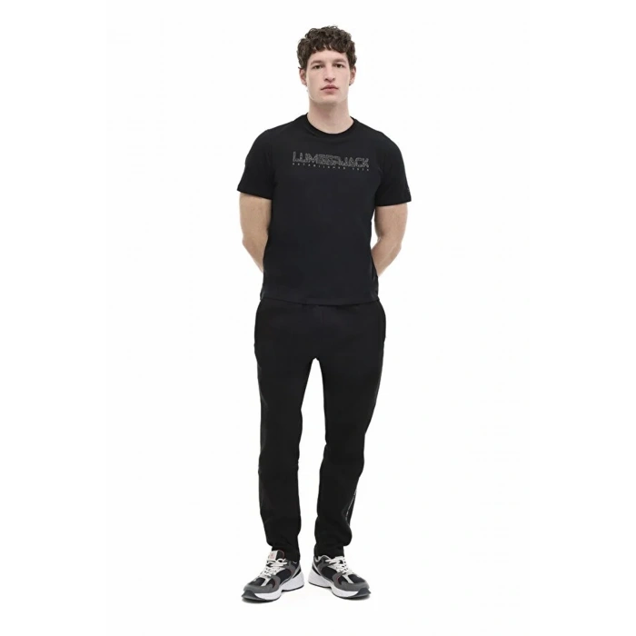 Lumberjack Ulrich 11id1-100 0 Yaka Erkek Tshirt - Siyah