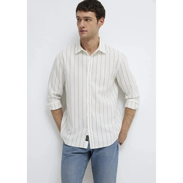 Mavi 0211384 Erkek Gomlek - Yesil Cizgili