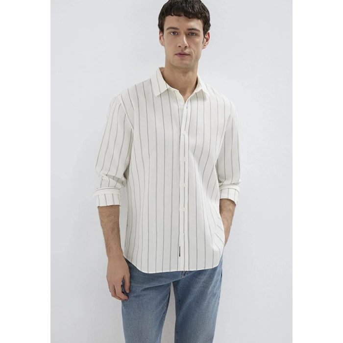 Mavi 0211384 Erkek Gomlek - Yesil Cizgili