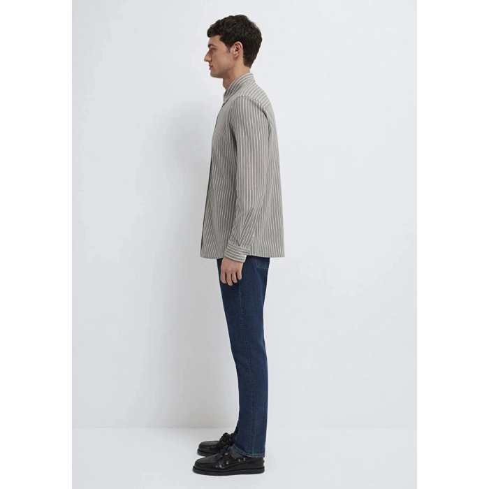 Mavi 0211404 Erkek Gomlek - Kahve Cizgili