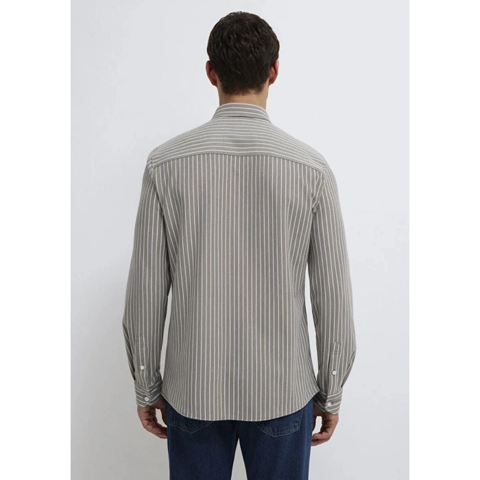 Mavi 0211404 Erkek Gomlek - Kahve Cizgili