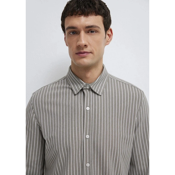 Mavi 0211404 Erkek Gomlek - Kahve Cizgili