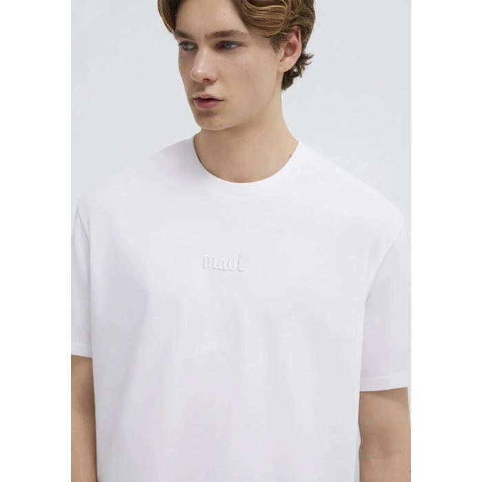 Mavi 0610100 0 Yaka Erkek Tshirt - Beyaz