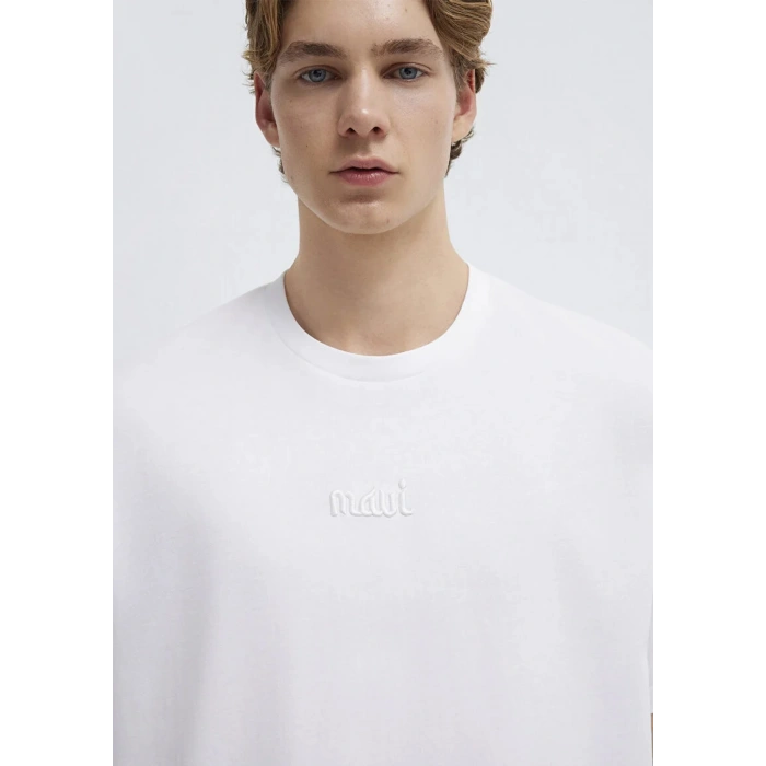 Mavi 0610100 0 Yaka Erkek Tshirt - Beyaz