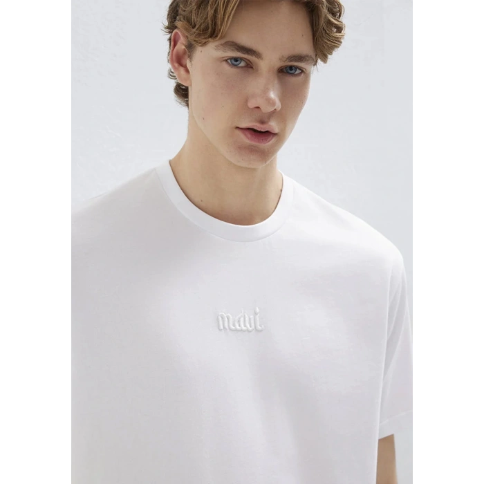 Mavi 0610100 0 Yaka Erkek Tshirt - Beyaz