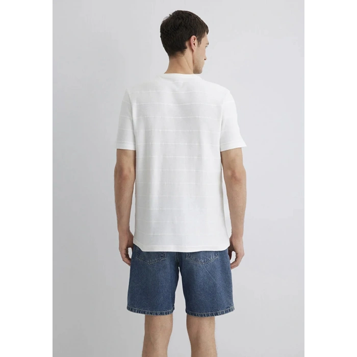 Mavi 0611409 0 Yaka Erkek Tshirt - Ekru