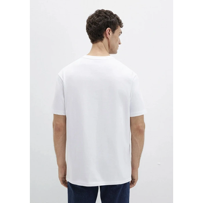 Mavi 0611596 0 Yaka Erkek Tshirt - Beyaz