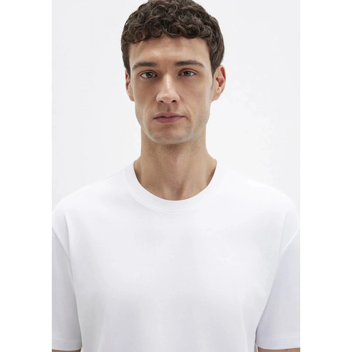 Mavi 0611596 0 Yaka Erkek Tshirt - Beyaz