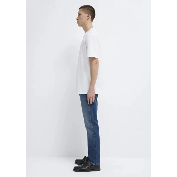 Mavi 0611807 0 Yaka Erkek Tshirt - Beyaz