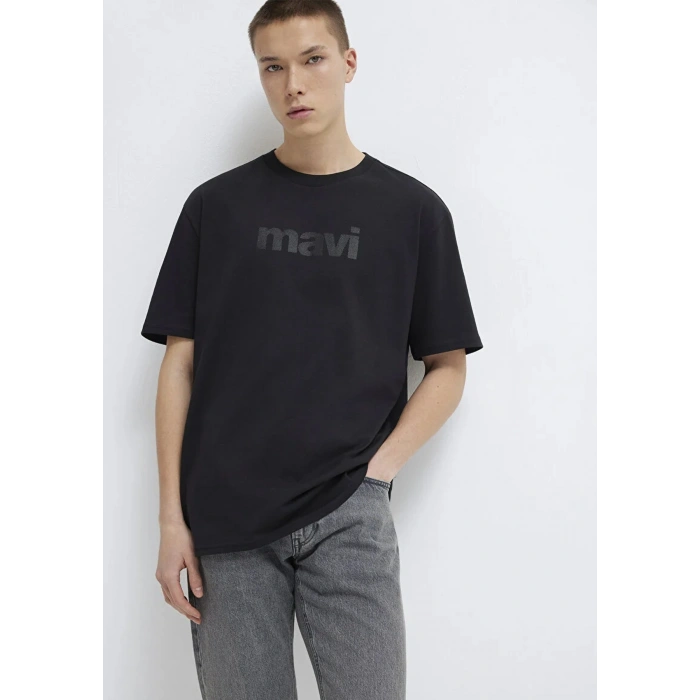 Mavi 0611807 0 Yaka Erkek Tshirt - Siyah