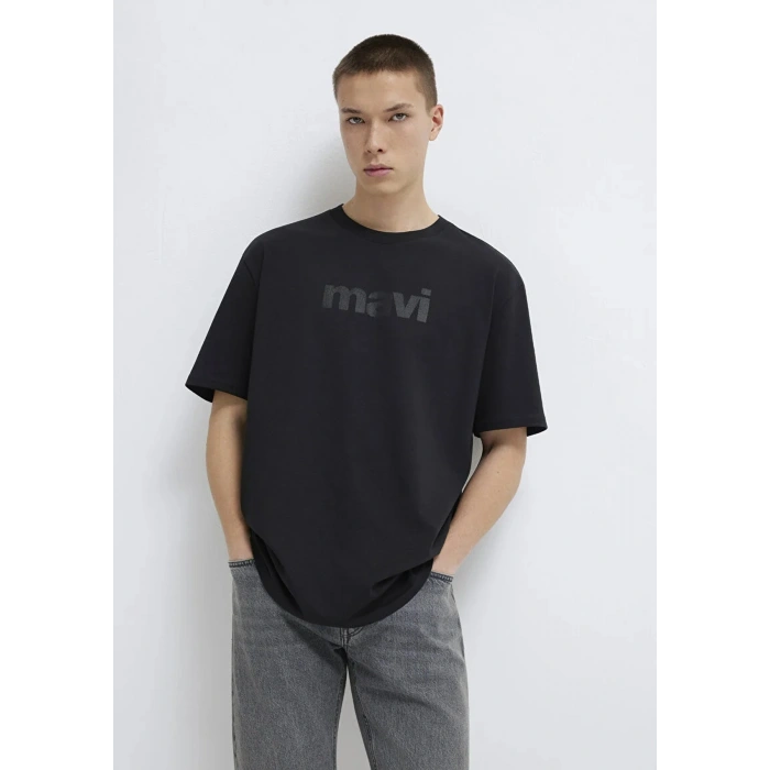 Mavi 0611807 0 Yaka Erkek Tshirt - Siyah