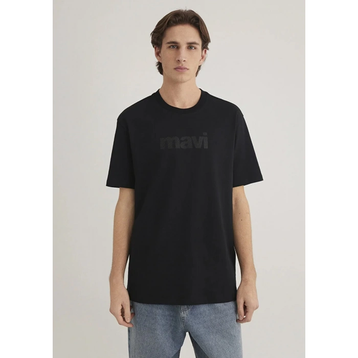 Mavi 0611807 0 Yaka Erkek Tshirt - Siyah