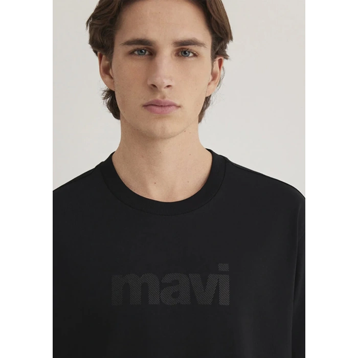 Mavi 0611807 0 Yaka Erkek Tshirt - Siyah