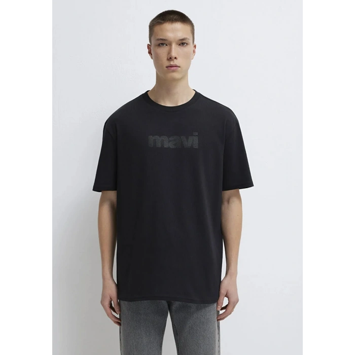Mavi 0611807 0 Yaka Erkek Tshirt - Siyah