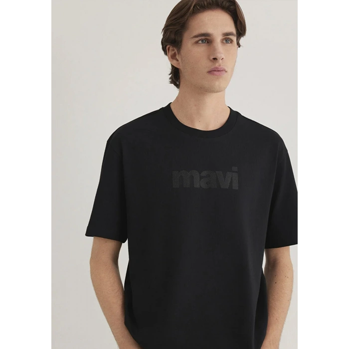 Mavi 0611807 0 Yaka Erkek Tshirt - Siyah